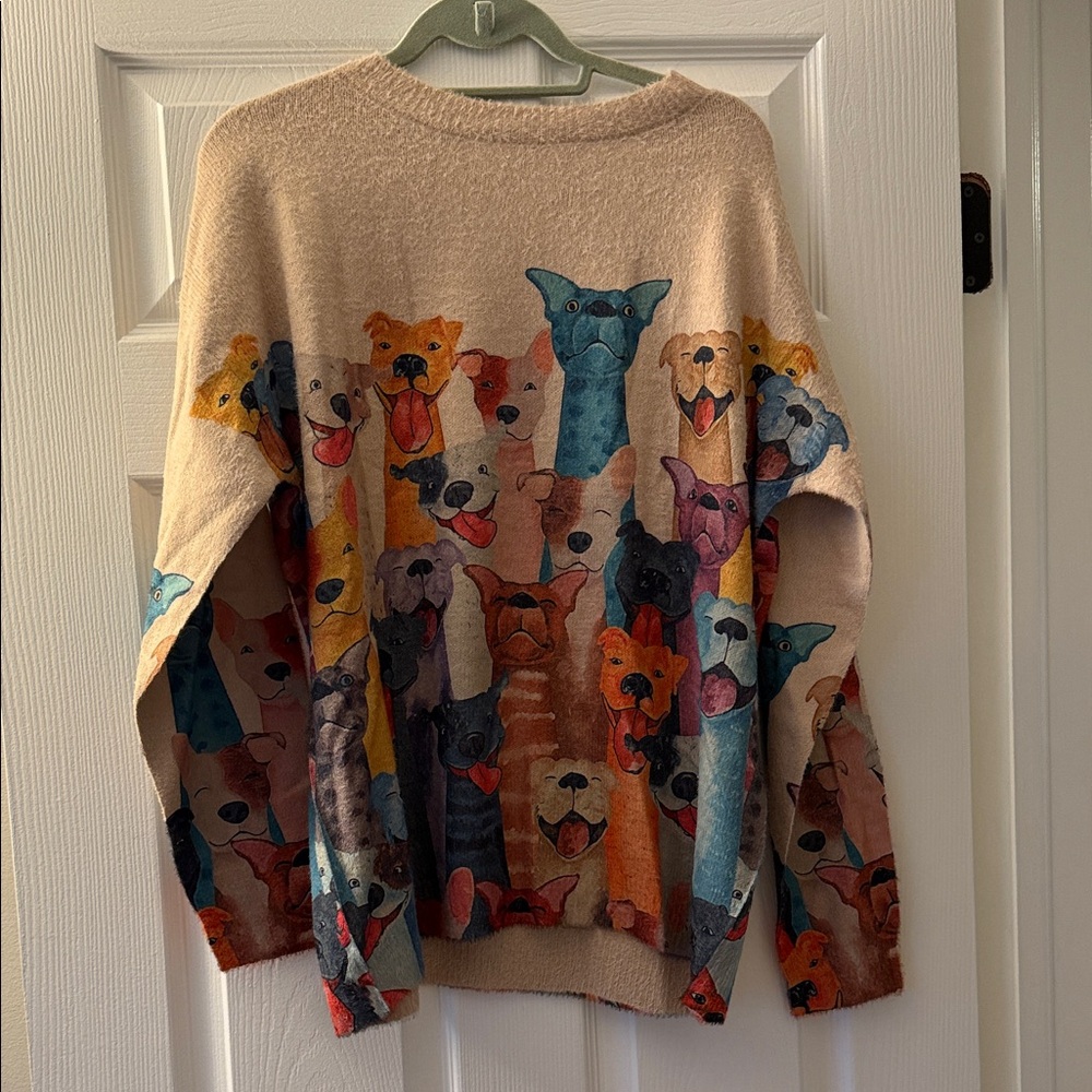 Colorful Dog Print Sweater